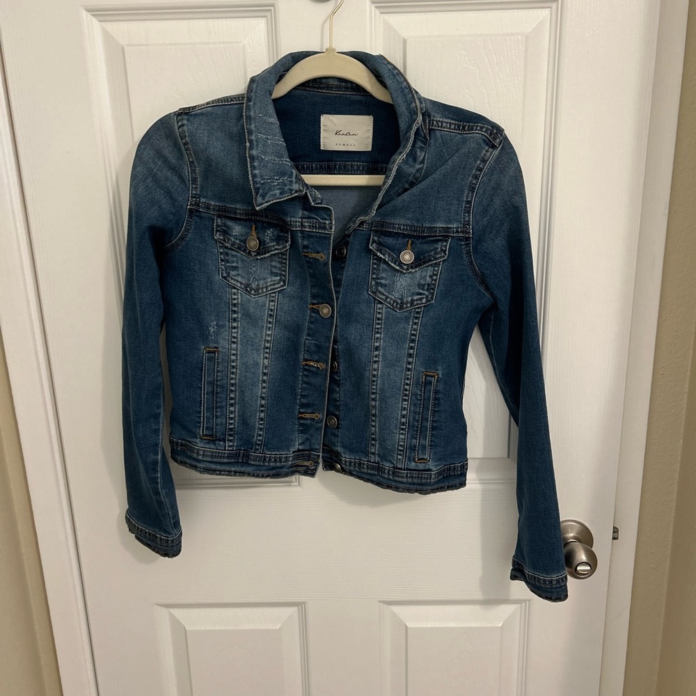 Kensie Dark Blue Denim Jacket with Button Front